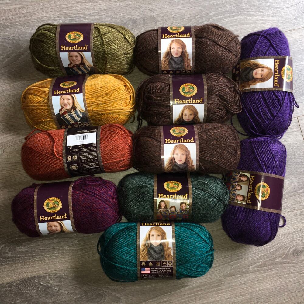Lion Brand Yarns Heartland *Lot of 11 skeins* MIxed Lot Jewel Tones Crochet Knit